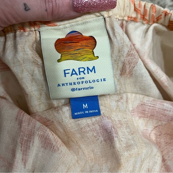 Anthropologie farm rio orange and cream strapless beachy halter top maxi dress - Picture 9 of 9